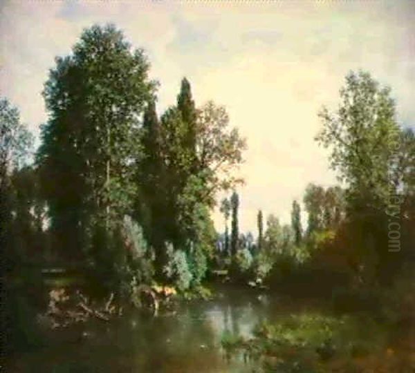 La Seine Oil Painting by Louis Hector Pron