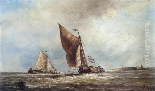 Marine Oil Painting by Albert Jurardus van Prooijen