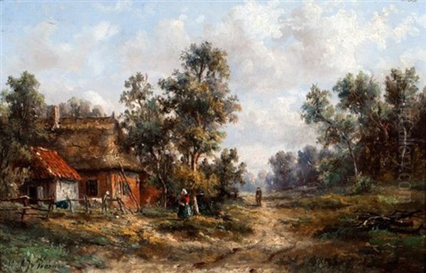 Boerenwoning Aan Landweg Oil Painting by Albert Jurardus van Prooijen