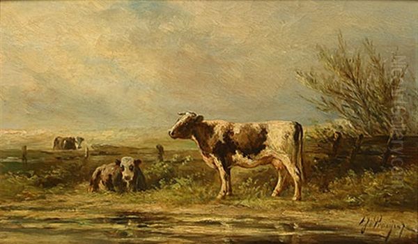 Koeien Bij Het Ven Oil Painting by Albert Jurardus van Prooijen