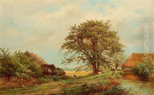 Hollandische Sommerlandschaft Oil Painting by Albert Jurardus van Prooijen