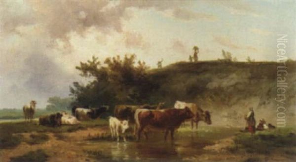 Ein Sommertag Auf Der Weide Oil Painting by Albert Jurardus van Prooijen