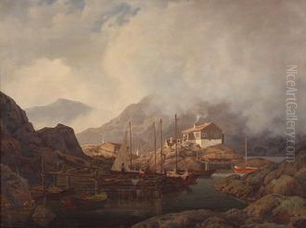 Fra Et Fiskevaer Oil Painting by Reinholdt Boll