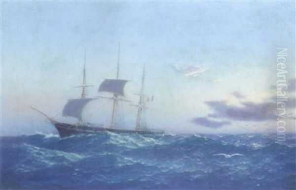 On High Seas Oil Painting by Emilios Prosalentis