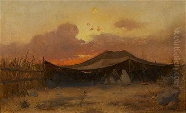 An Arab Encampment Oil Painting by Pavlo Prosalentis