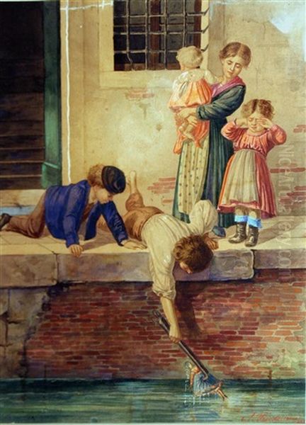 Venezia, Piccoli Eroi - 1893 Oil Painting by Alberto Prosdocimi