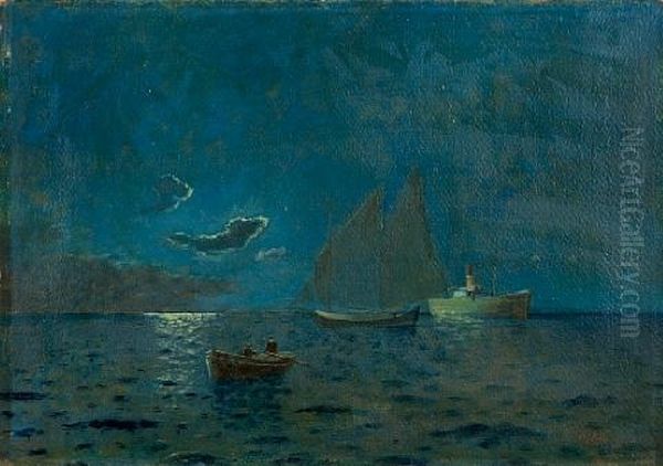 Moonlight Sailing Oil Painting by Emilios Prossalentis