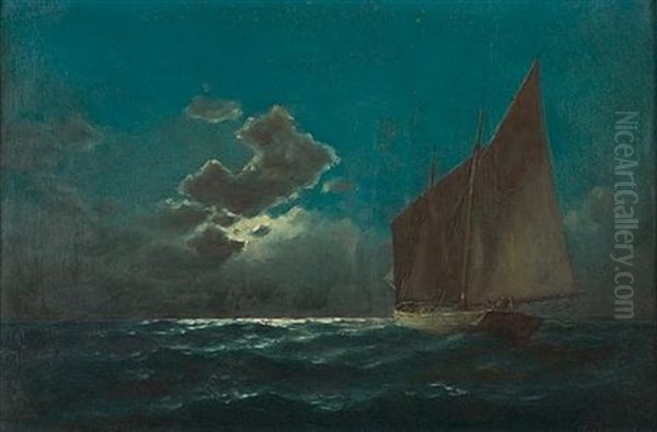 Sailing Under The Moonlight Oil Painting by Emilios Prossalentis