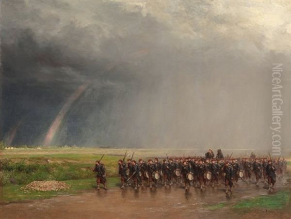 Soldiers On The March Oil Painting by Paul-Alexandre Protais