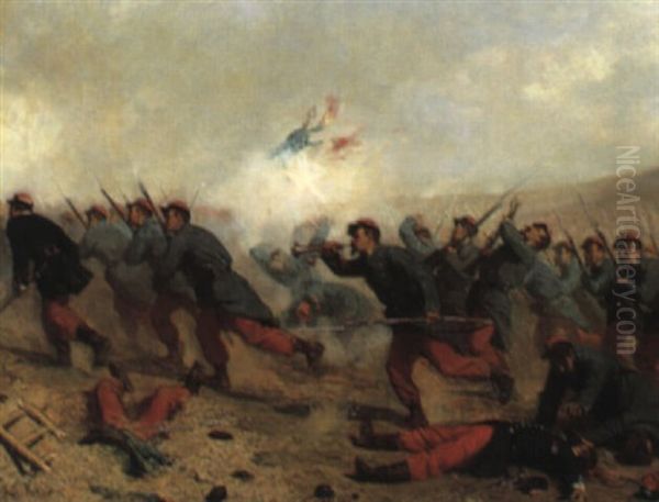 Slagscene, Krimkrigen Oil Painting by Paul-Alexandre Protais