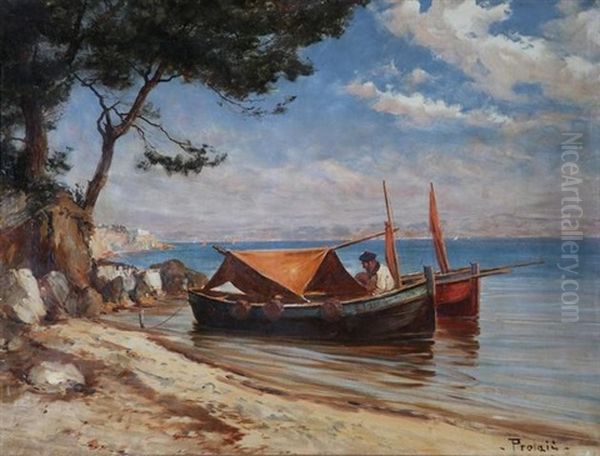 Pointu Au Mouillage Dans La Rade De Toulon Oil Painting by Victor Protais-Girard