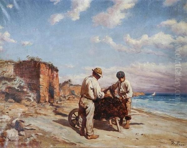 Deux Pecheurs Nettoyant Leurs Filets Oil Painting by Victor Protais-Girard