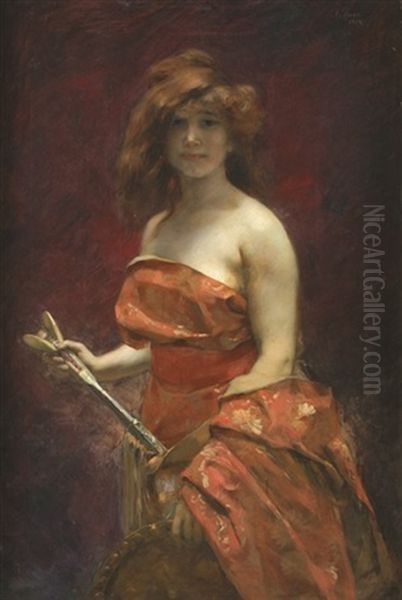 Femme Au Bouclier Et Au Glaive Oil Painting by Victor Emile Prouve