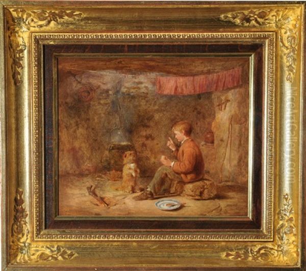 Spielkameraden - Knabe Dressiert Sein Hundchen Oil Painting by Alfred Provis