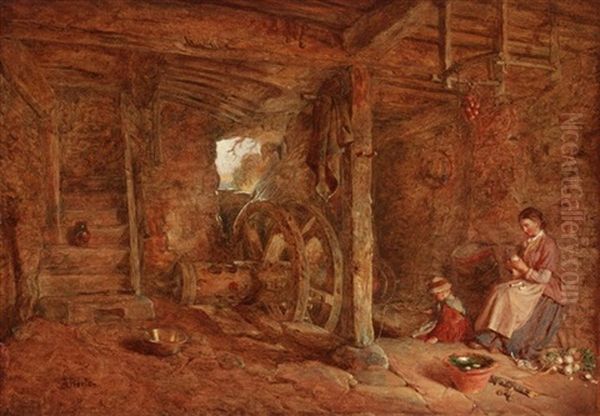 Interior Of A Ruined Mill Near Chippenham Oil Painting by Alfred Provis