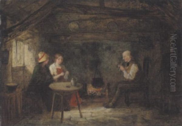 Sonntag Nachmittag Am Bauerlichen Kamin Oil Painting by Alfred Provis