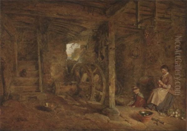 Interior Of A Ruined Mill Near Chippenham Oil Painting by Alfred Provis