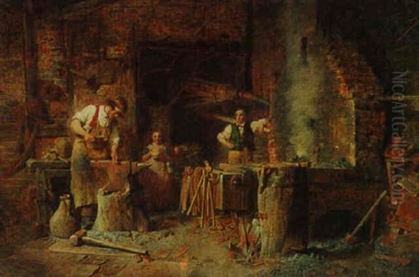 The Smithy Oil Painting by Alfred Provis