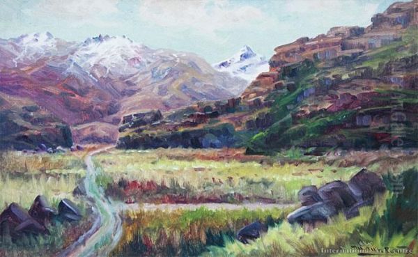 South Island Landscape Oil Painting by William Allen Bollard