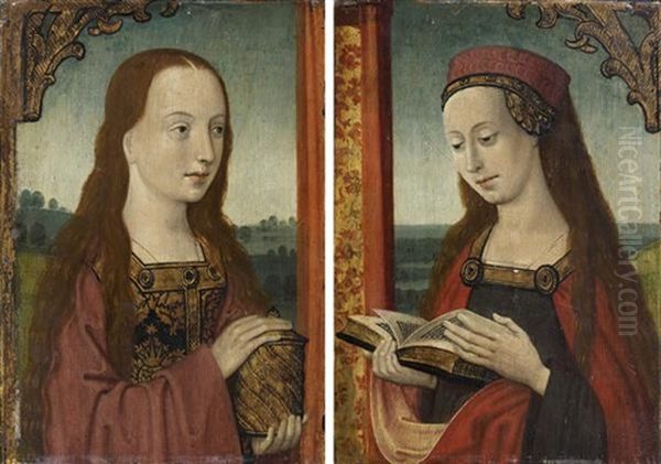 Marie-madeleine Et Femme Lisant (pair) Oil Painting by Jan Provoost