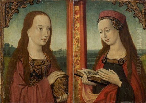 Marie-madeleine Et Femme Lisant (pair) Oil Painting by Jan Provoost