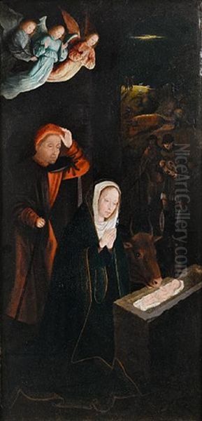 The Nativity (+ The Angel Annunciate, Verso) Oil Painting by Jan Provoost