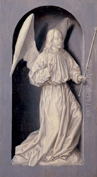 The Angel Of The Annunciation In A Stone Niche Oil Painting by Jan Provoost