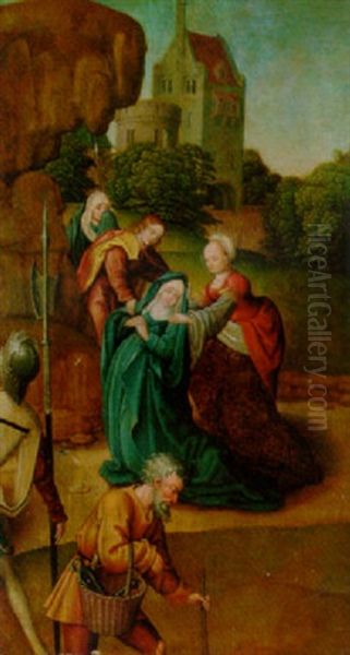 The Madonna Swooning At The Foot Of The Cross With The Three Marees Oil Painting by Jan Provoost