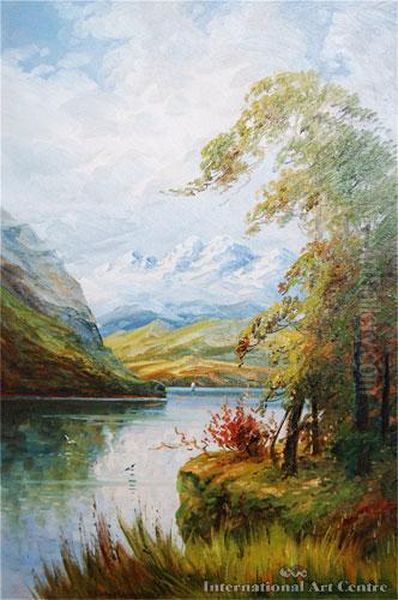 Lake Scene (lake Manapouri) Oil Painting by William Allen Bollard