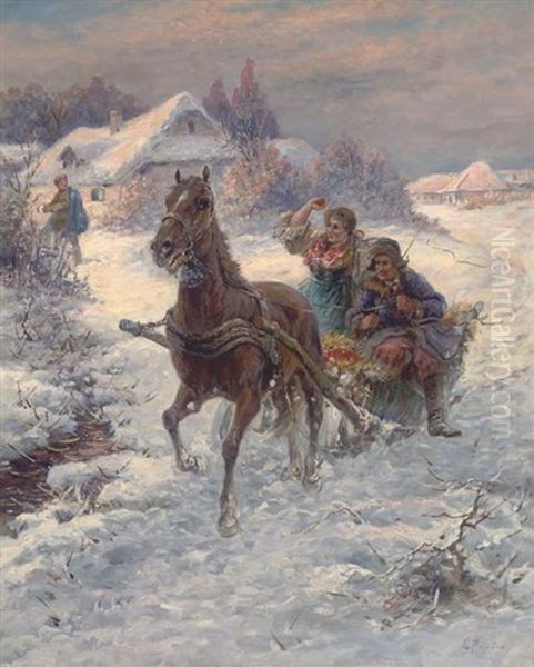 A Romantic Troika Ride by Gustav Prucha