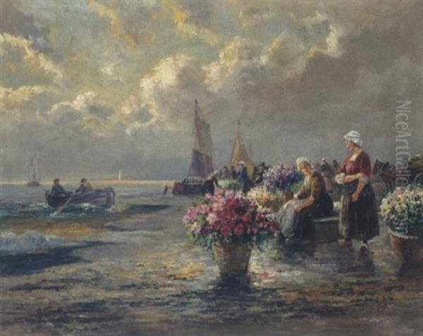 Ein Blumenmarkt by Gustav Prucha