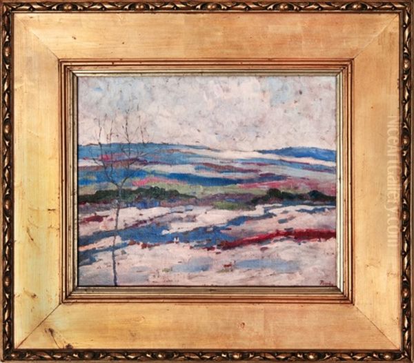 Winter Landscape Oil Painting by Jindrich Prucha