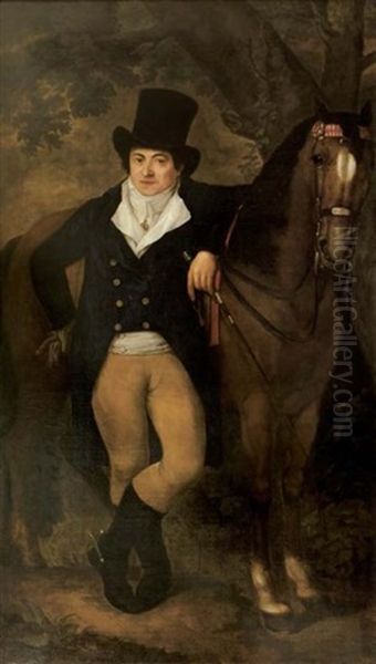 Portrait D'un Gentilhomme Avec Son Cheval Oil Painting by Pierre-Paul Prud'hon