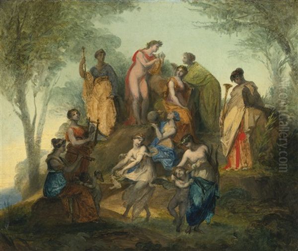 Apollo And The Nine Muses On Mount Parnassus Oil Painting by Pierre-Paul Prud'hon