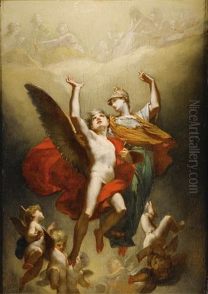 Minerve Conduisant Le Genie Des Arts A L'immortalite Oil Painting by Pierre-Paul Prud'hon