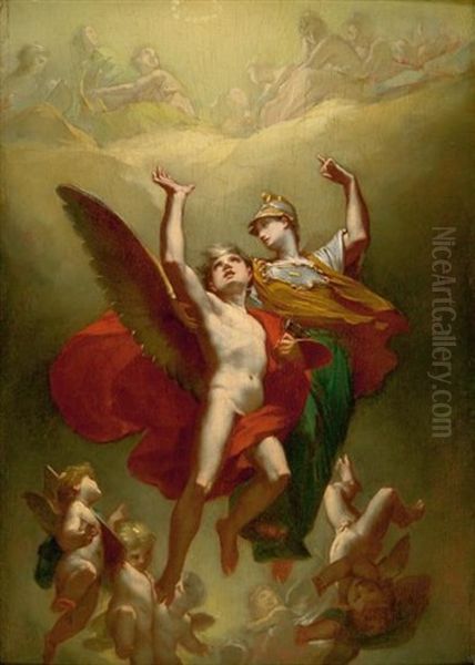 Minerve Conduisant Le Genie Des Arts A L'immortalite Oil Painting by Pierre-Paul Prud'hon