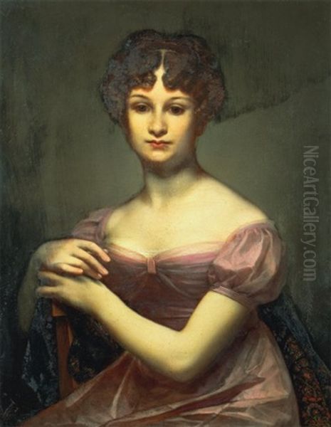 Portrait De Madame Antoine Passy (+ Etude Pour Le Portrait De Madame Passy; 2 Works, Various Sizes) Oil Painting by Pierre-Paul Prud'hon