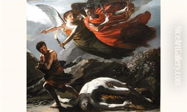 La Vengeance Et La Justice Poursuivant Le Crime Oil Painting by Pierre-Paul Prud'hon