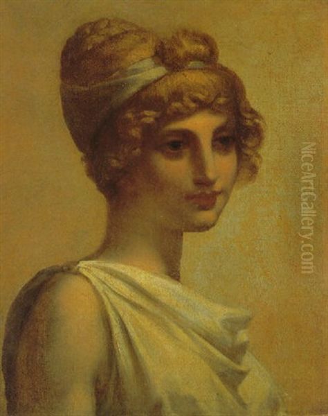 A Maiden In Grecian Attire Oil Painting by Pierre-Paul Prud'hon