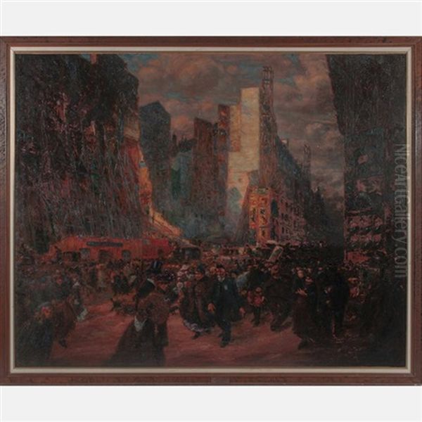 Boulevard A Paris Oil Painting by Gaston Prunier