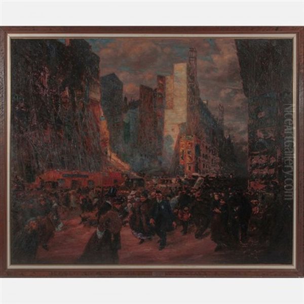 Boulevard A Paris Oil Painting by Gaston Prunier