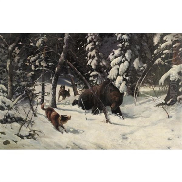 The Hunt Oil Painting by Illarion Mikhailovch Pryanishnikov