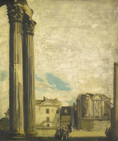 Ruined Columns Oil Painting by James Ferrier Pryde