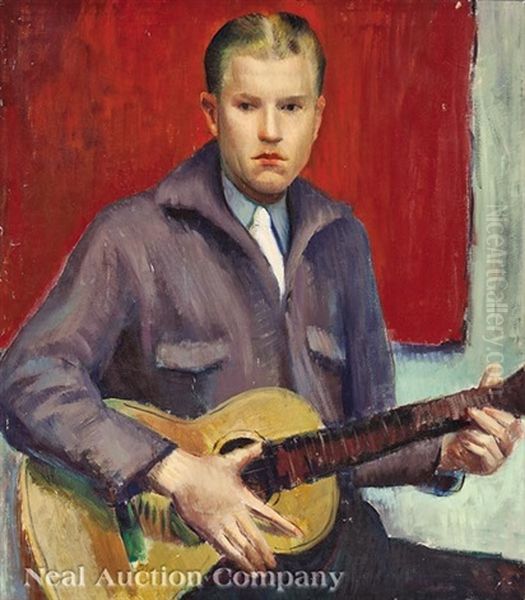 A Rockabilly Guitarist Oil Painting by Eleanor Hancock Pryor