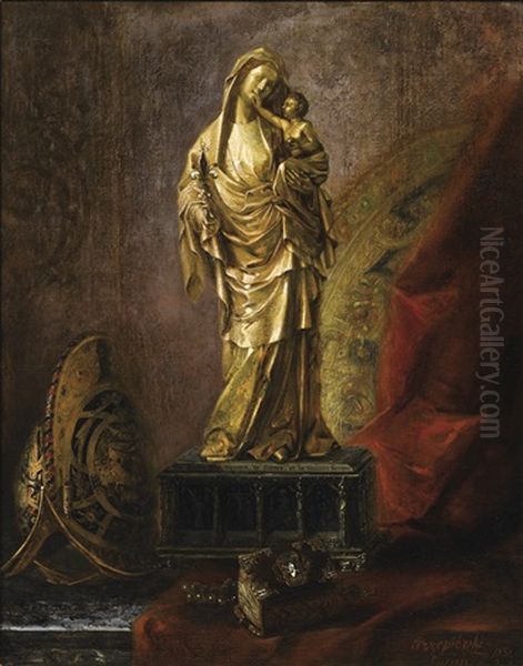 Vierge Du Louvre Du Xive Siecle Oil Painting by Lucien Przepiorski