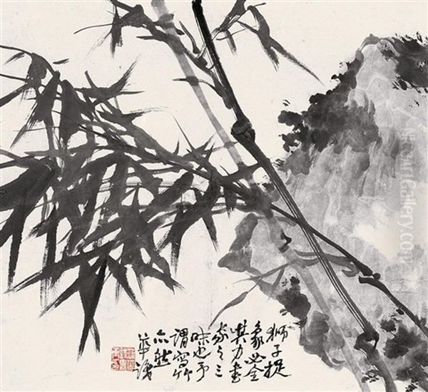 Bamboo Oil Painting by  Pu Hua