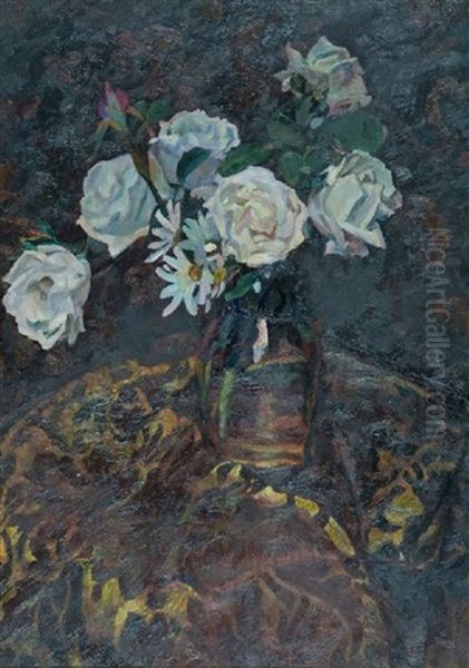 Rose Bianche Oil Painting by Mario Puccini