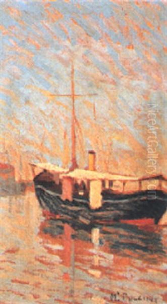 Barcone In Porto Oil Painting by Mario Puccini