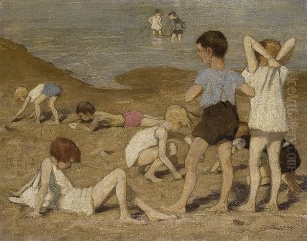 Children At The Beach by Viktor Pucinski