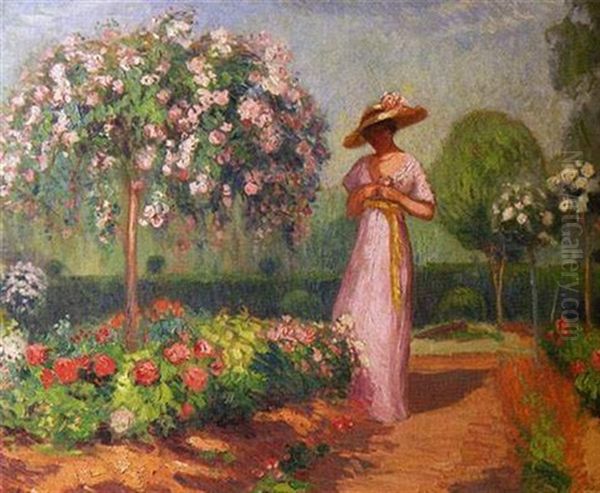 Dans Le Jardin, A Nice Oil Painting by Denys (Pierre) Puech